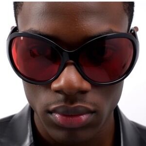Oversized Exaggerated Retro Modern Shield Raver SUNGLASSES Large Big Black Frame